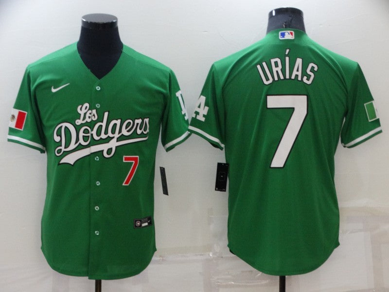 Men's Los Angeles Dodgers Julio Urias #7 Green Stitched Jerseys