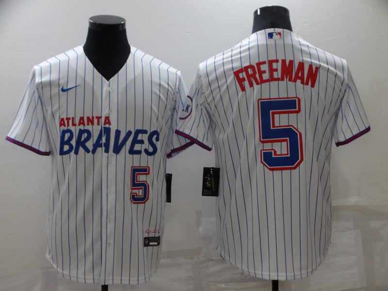 Men's Atlanta Braves Freedie Freeman #5 White Replica Jerseys City Edition
