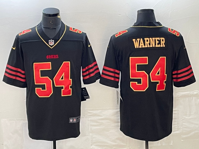 Men's San Francisco 49ers Fred Warner #54 Black Player Game Jerseys