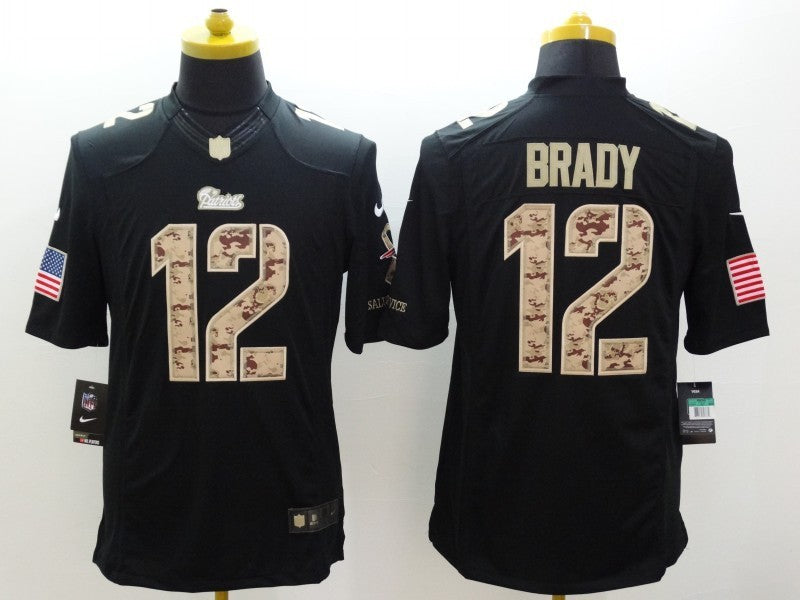 Men's New England Patriots Tom Brady #12 Black Alternate Game Jerseys