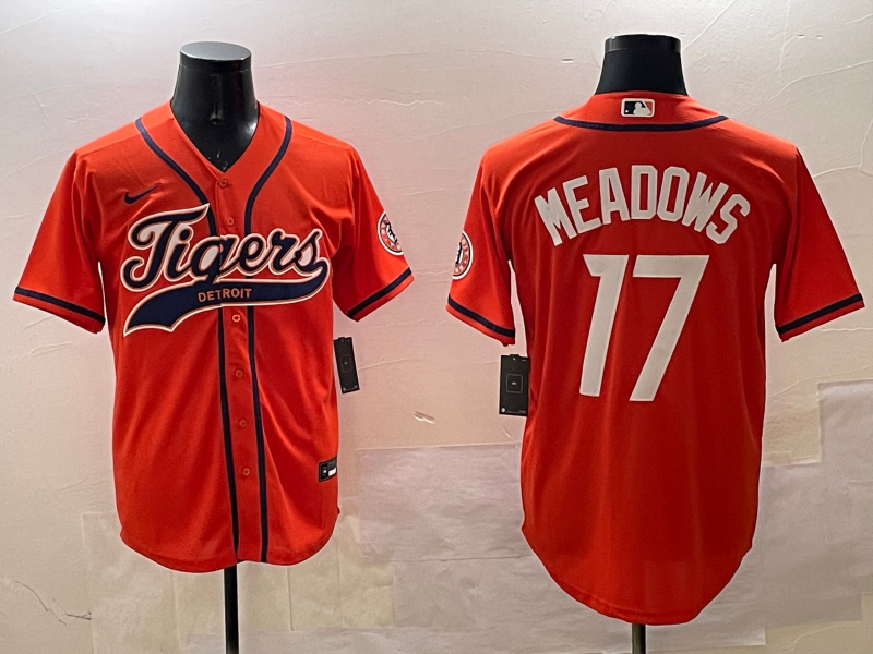 Men's Detroit Tigers Austin Meadows #17 Orange Replica Player Jerseys