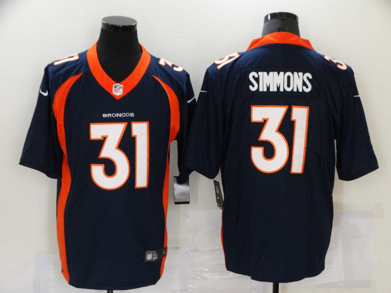 Men's Denver Broncos Justin Simmons #31 Navy Game Jerseys