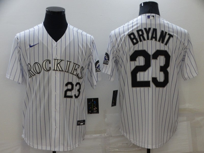 Men's Colorado Rockies Kris Bryant #23 White Replica Baseball Jerseys