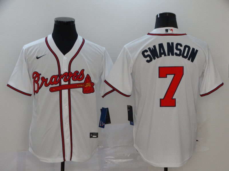 Men's Atlanta Braves Dansby Swanson #7 White Replica Player Jerseys