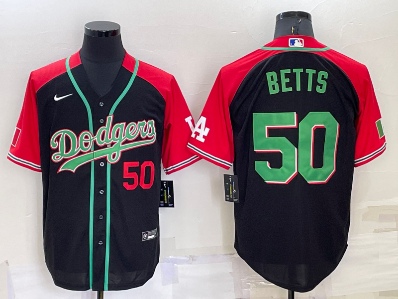 Men's Los Angeles Dodgers Mookie Betts #50 Black Alternate Game Jerseys