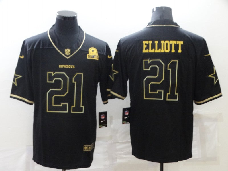 Men's Dallas Cowboys Ezekiel Elliott #21 Black Player Game Jerseys
