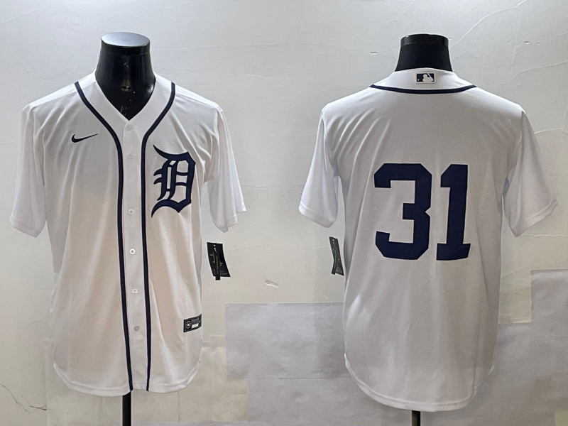 Men's Detroit Tigers Riley Greene #31 White Player Jerseys