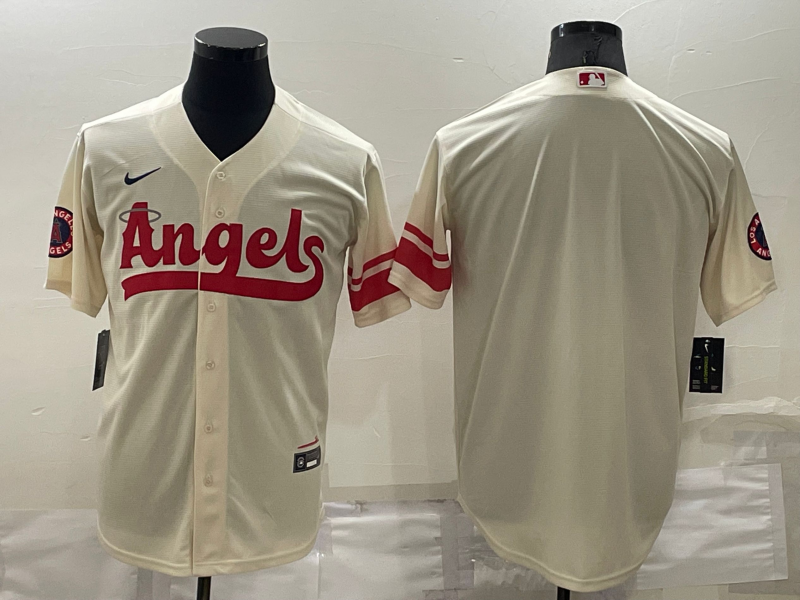 Men's Los Angeles Angels Cream 2022 City Connect Replica Team Blank Jerseys
