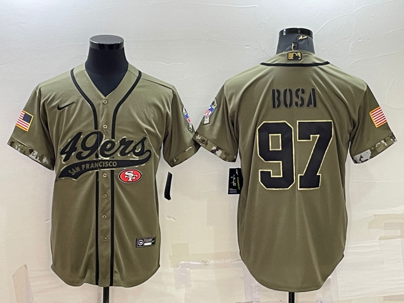 Men's San Francisco 49ers Nick Bosa #97 Olive 2022 Salute To Service Retired Player Limited Jerseys Joint Edition