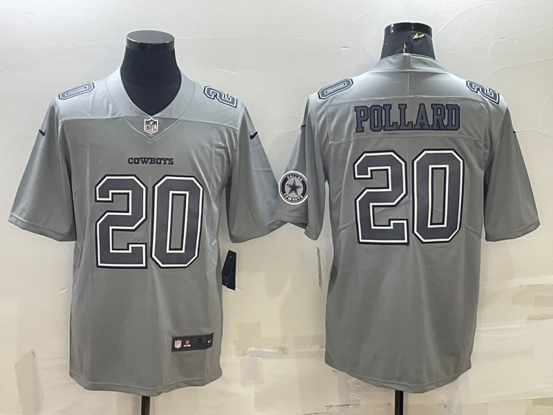 Men's Dallas Cowboys Tony Pollard #20 Gray Atmosphere Fashion Game Jerseys