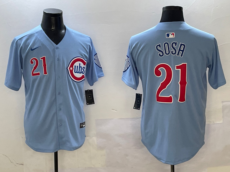 Men's Chicago Cubs Sammy Sosa #21 Baby Blue 2nd Alternate Limited Player Jerseys