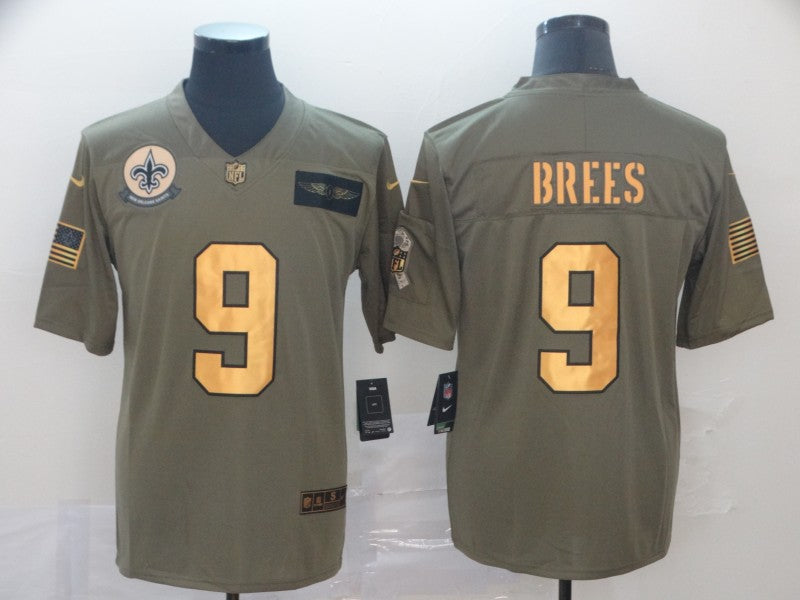 Men's New Orleans Saints Drew Brees #9 Brown Game Player Jerseys