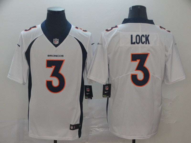 Men's Denver Broncos Drew Lock #3 White Game Jerseys