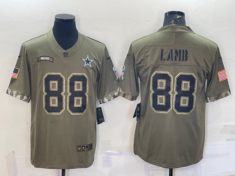 Men's Dallas Cowboys CeeDee Lamb #88 Olive 2022 Salute To Service Limited Jerseys