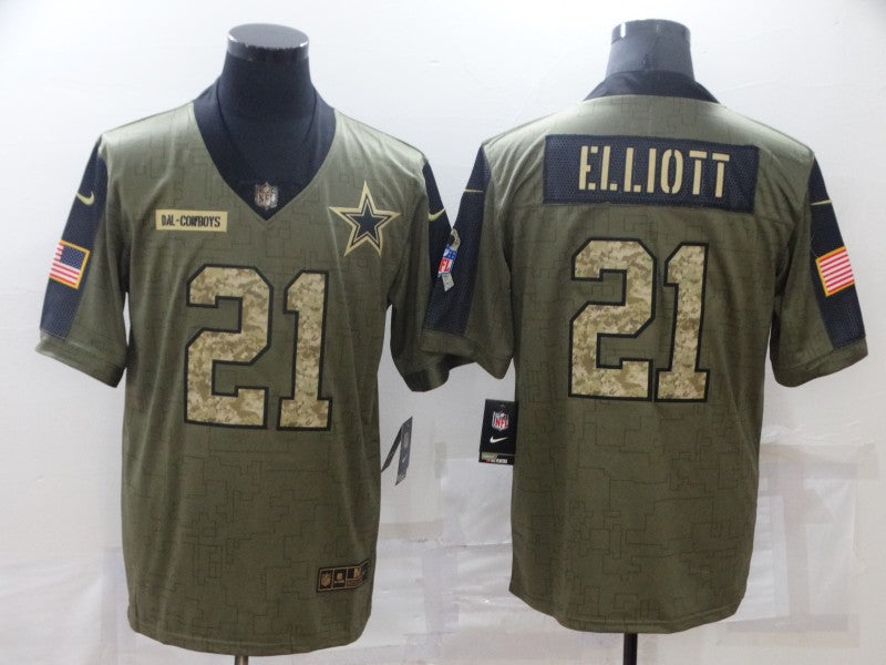 Men's Dallas Cowboys Ezekiel Elliott #21 Brown Game Player Jerseys