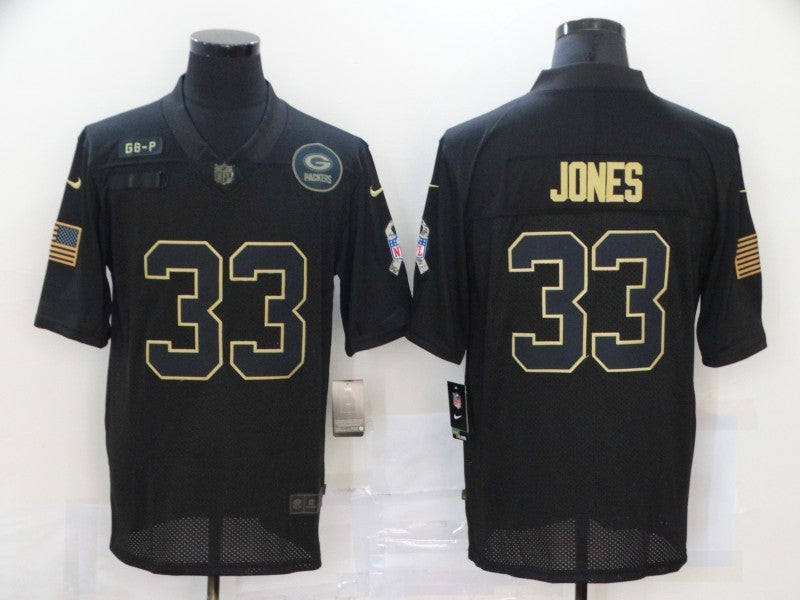 Men's Green Bay Packers Aaron Jones #33 Black Game Player Jerseys