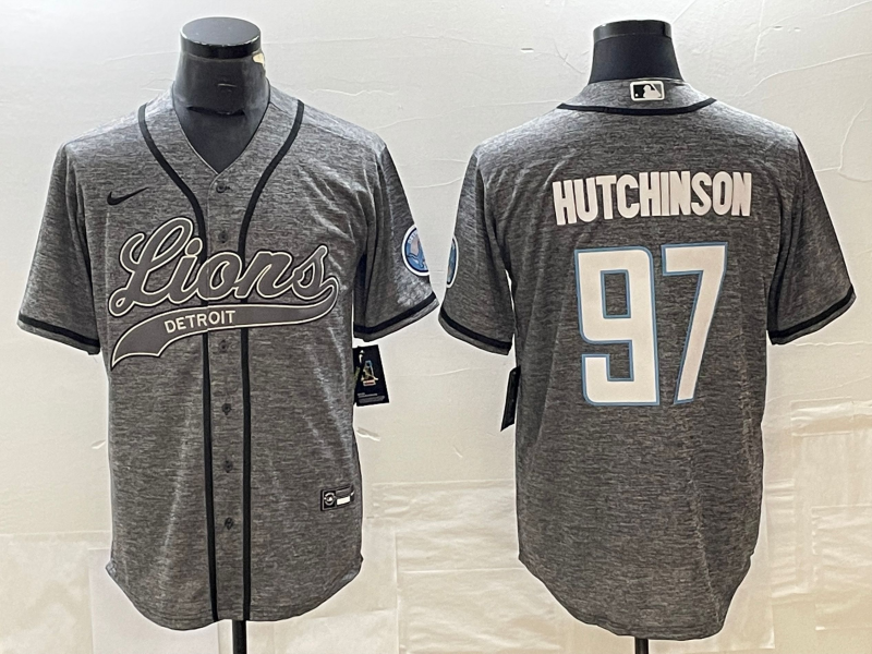 Men's Detroit Lions Aidan Hutchinson #97 Gray Game Jerseys Joint Edition