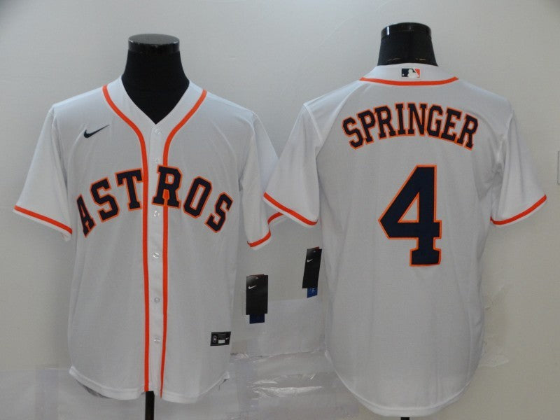 Men's Houston Astros George Springer #4 White Replica Baseball Jerseys