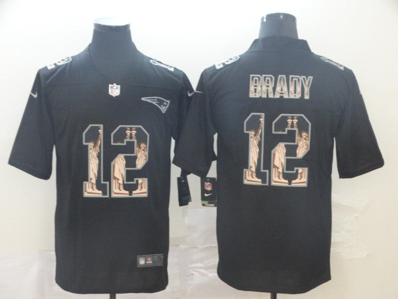 Men's New England Patriots Tom Brady #12 Black Player Game Jerseys