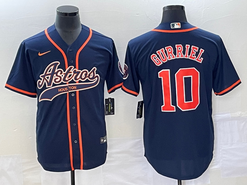 Men's Houston Astros Yuli Gurriel #10 Navy Replica Jerseys Joint Edition