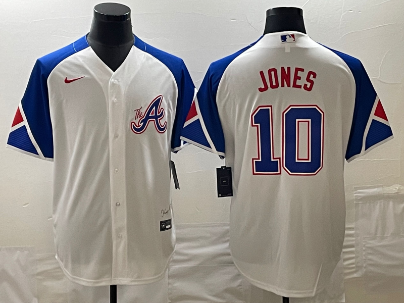Men's Atlanta Braves Chipper Jones #10 White 2023 City Connect Replica Jerseys