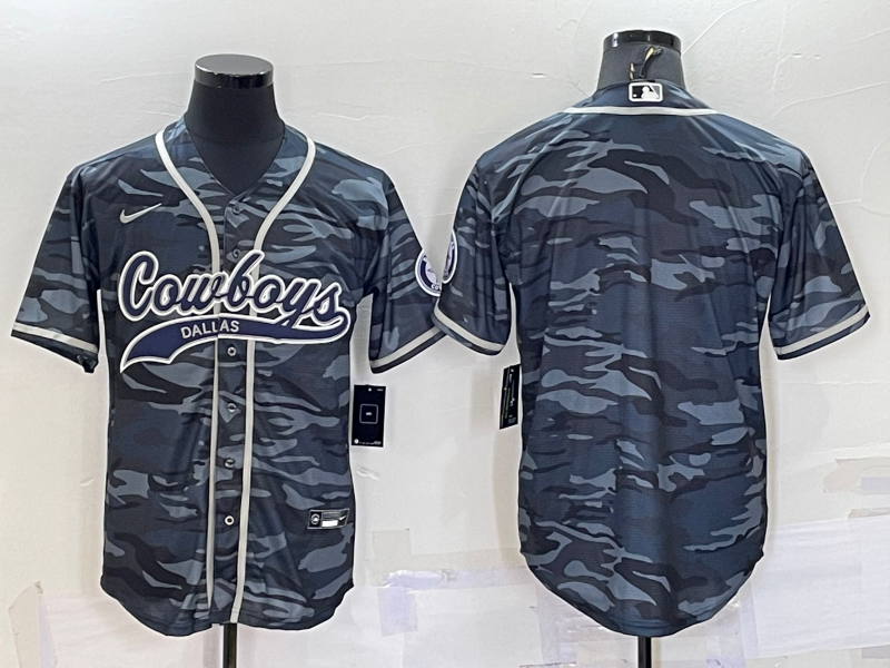 Men's Dallas Cowboys Grey Camouflage Blank Jerseys