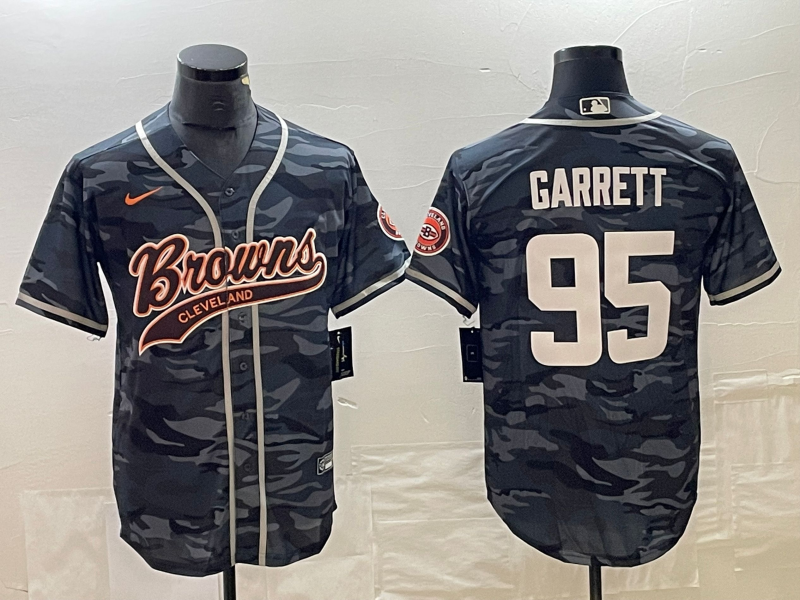 Men's Cleveland Browns Myles Garrett #95 Grey Camouflage Game Jerseys Joint Edition