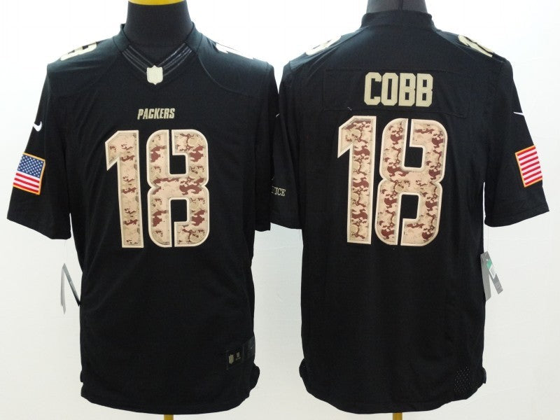 Men's Green Bay Packers Randall Cobb #18 Black Game Jerseys