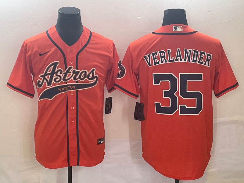 Men's Houston Astros Justin Verlander #35 Orange Replica Jerseys Joint Edition