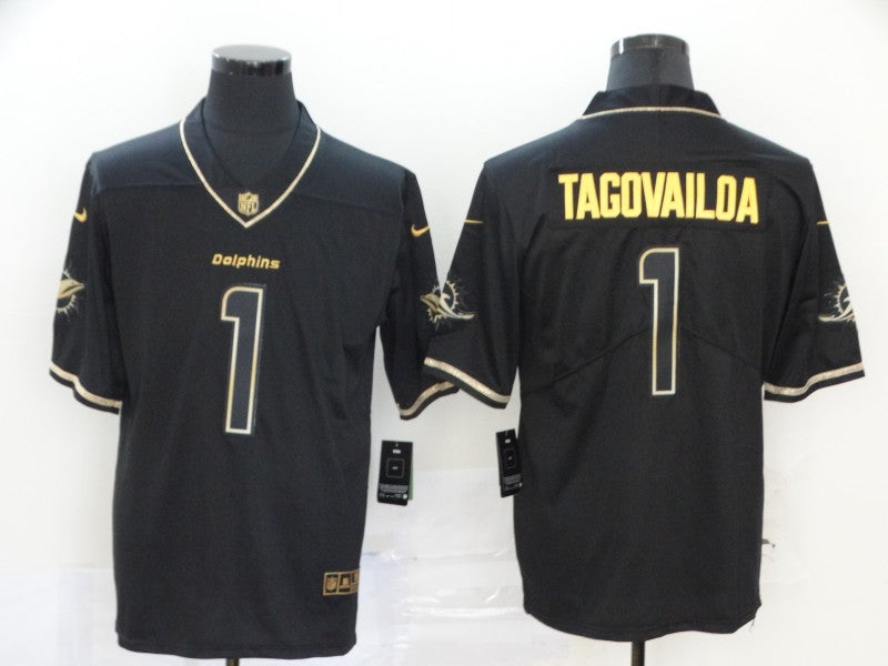 Men's Miami Dolphins #1 Tua Tagovailoa Black Game Jerseys