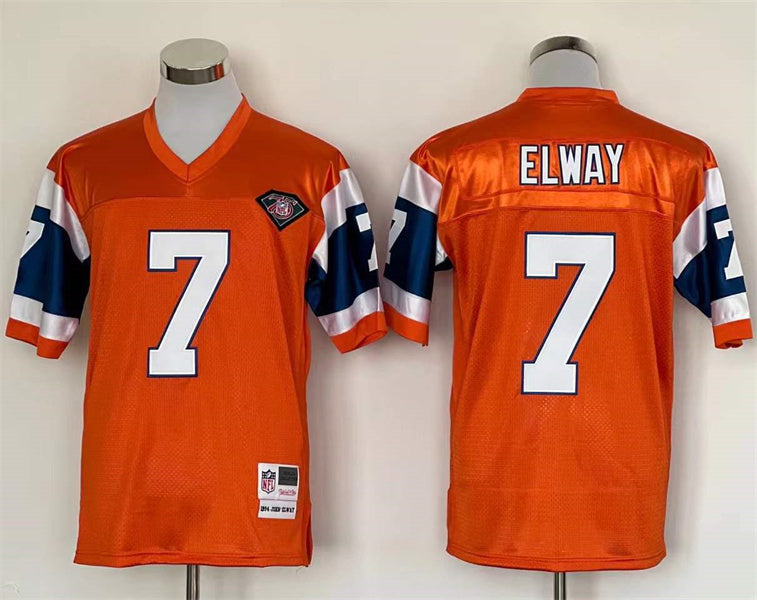 Men's Denver Broncos John Elway Mitchell & Ness Orange Legacy Replica Jerseys