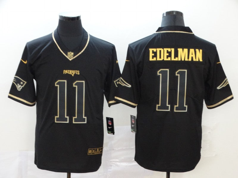 Men's New England Patriots #11 Julian Edelman Black Player Game Jerseys