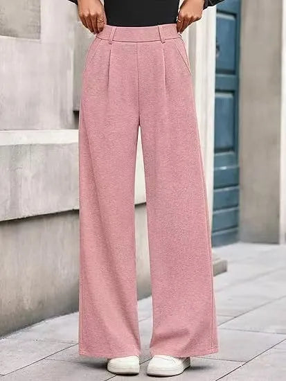 Stylish Solid Pants Solid Color Straight-leg Wide-leg Pants