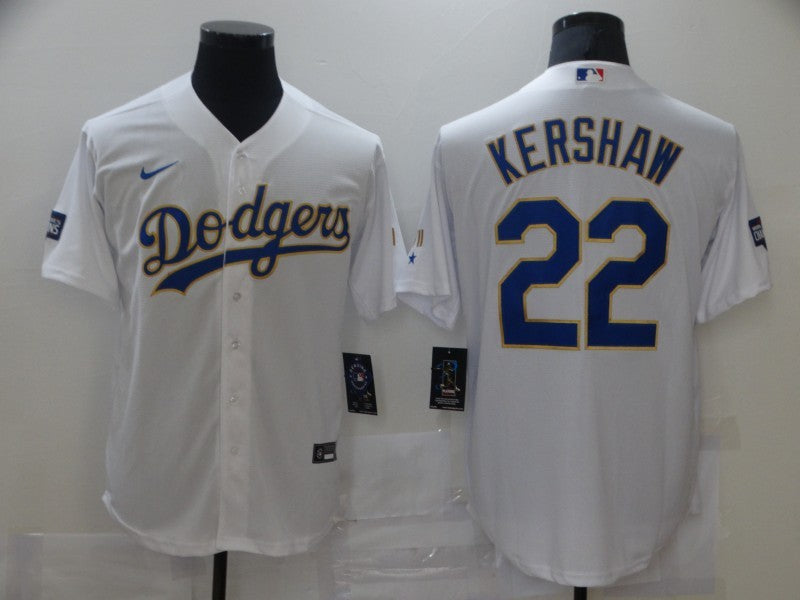 Men's Los Angeles Dodgers Clayton Kershaw #22 White Stitched Jerseys