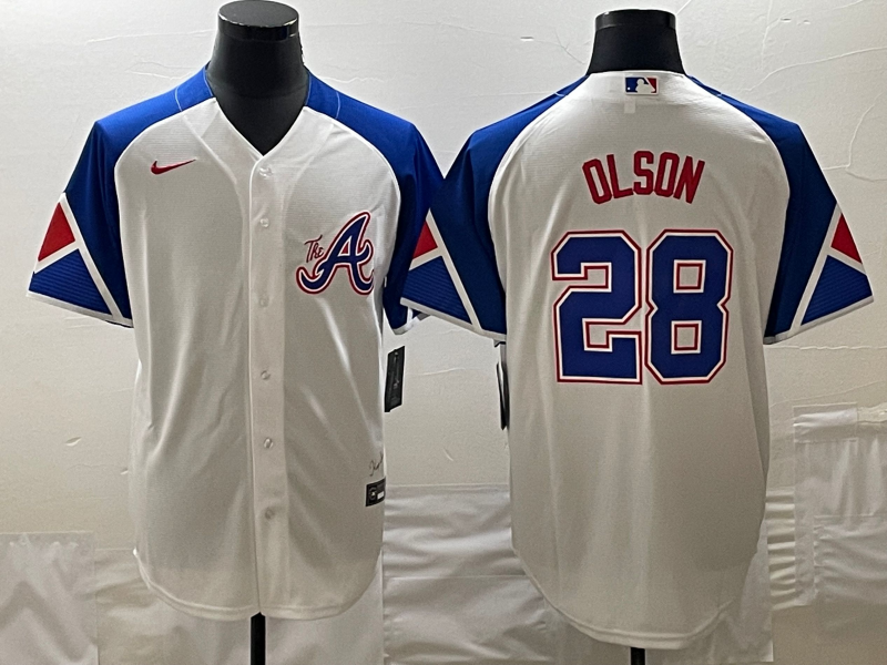 Men's Atlanta Braves Matt Olson Nike White 2023 City Connect Replica Player Jerseys