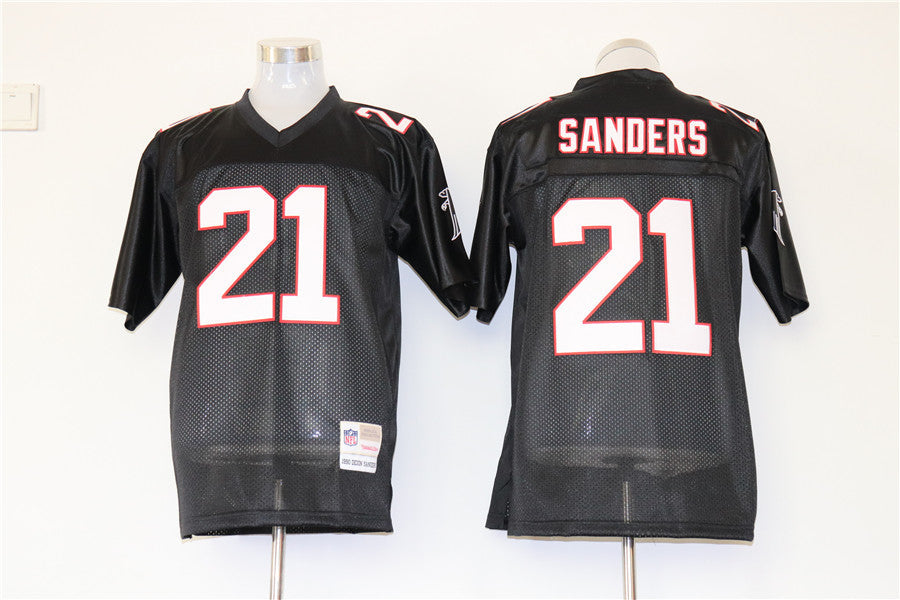 Men's Atlanta Falcons Deion Sanders Mitchell & Ness Black Legacy Replica Jerseys
