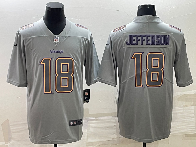 Men's Minnesota Vikings Justin Jefferson #18 Gray Atmosphere Fashion Game Jerseys