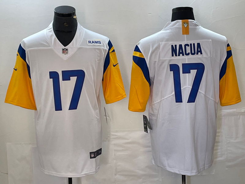 Men's Los Angeles Rams Puka Nacua #17 White Game Jerseys