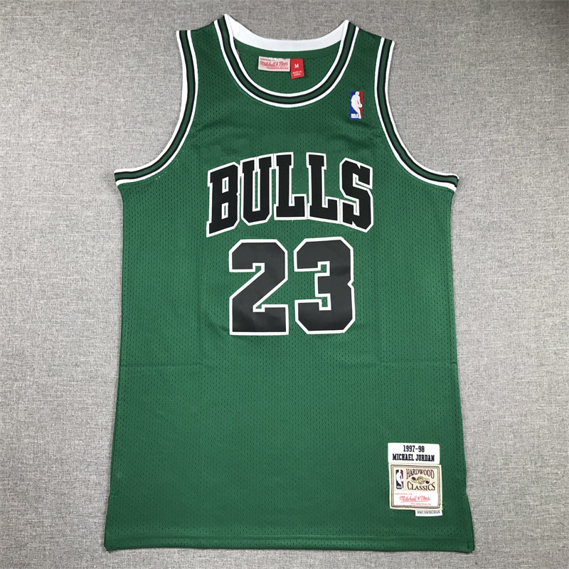 Men's Chicago Bulls Michael Jordan #23 Green 1997-98 Hardwood Classics Authentic Jerseys