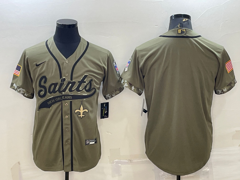 Men's New Orleans Saints Olive 2022 Salute To Service Retired Player Limited Blank Jerseys