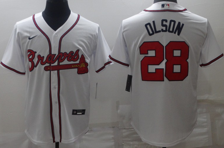 Men's Atlanta Braves Matt Olson #28 White Replica Jerseys