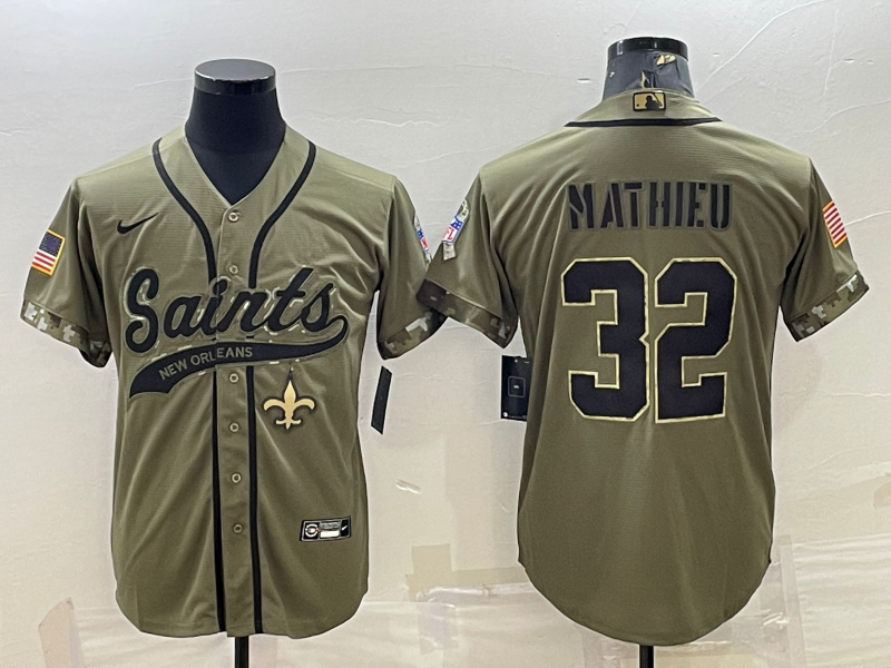 Men's New Orleans Saints Tyrann Mathieu #32 Olive 2022 Salute To Service Retired Player Limited Jerseys Joint Edition