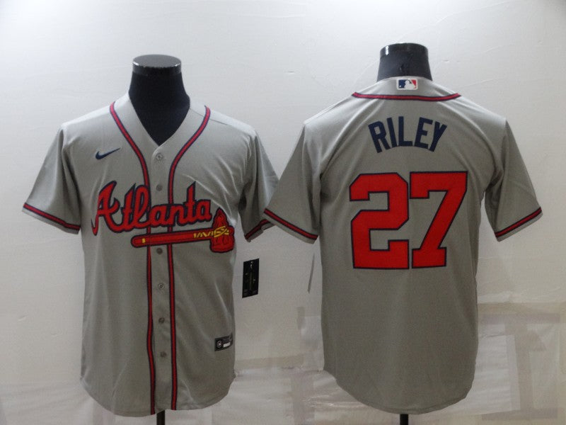 Men's Atlanta Braves Austin Riley #27 Gray Replica Player Jerseys