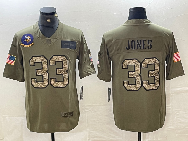 Men's Minnesota Vikings Aaron Jones #33 Olive Player Jerseys