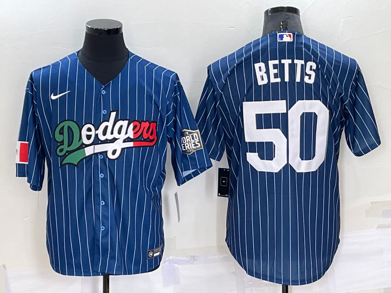 Men's Los Angeles Dodgers Mookie Betts #50 Blue Stitched Baseball Jerseys