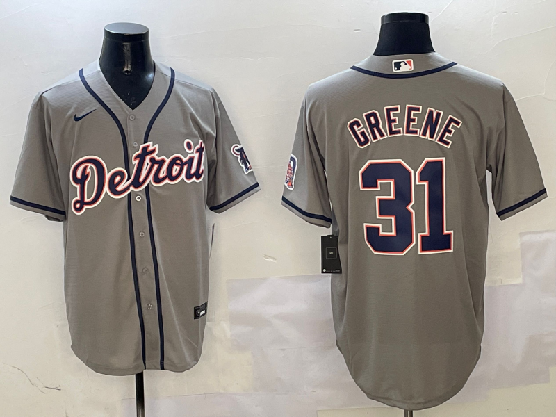 Men's Detroit Tigers Riley Greene #31 Gray Replica Player Jerseys