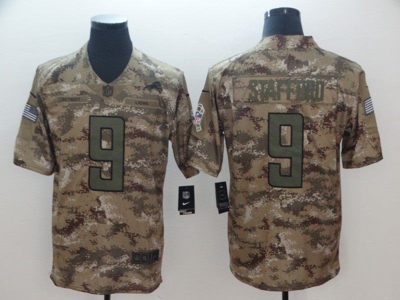 Men's Detroit Lions Matthew Stafford #9 Camouflage Game Jerseys