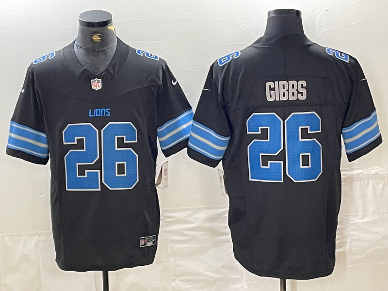 Men's Detroit Lions Jahmyr Gibbs #26 Black Vapor F.U.S.E. Limited Jerseys