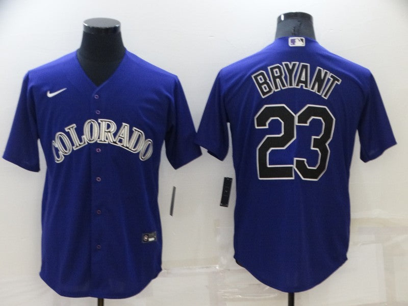 Men's Colorado Rockies Kris Bryant #23 Purple Replica Baseball Jerseys