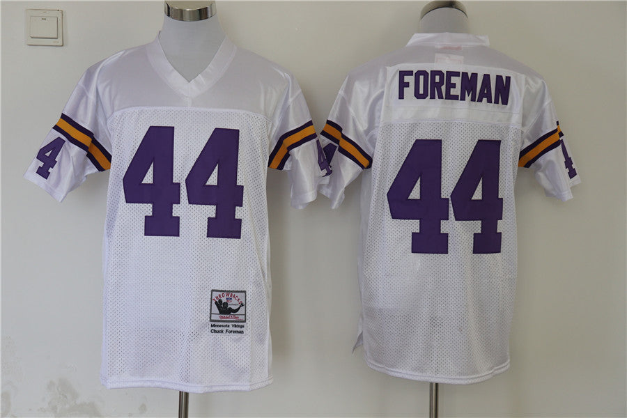 Men's Minnesota Vikings Chuck Foreman Mitchell & Ness White Legacy Replica Jerseys